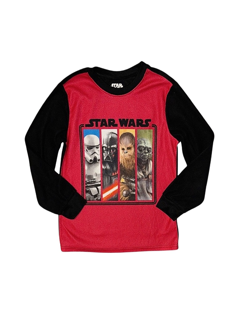STAR WARS Boy's Black And Red Graphic Long Sleeve Pajama Top Size 8
